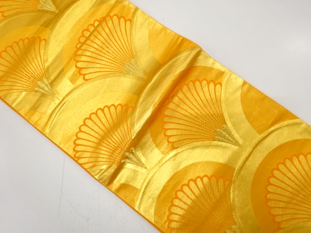 JAPANESE KIMONO / ANTIQUE FUKURO OBI / SILK / WOVEN KIKU SEIGAIHA